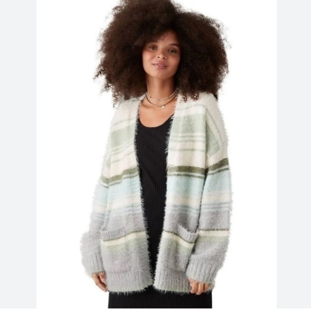 American Eagle Whoa So Cozy Fuzzy Cardigan Gray XS